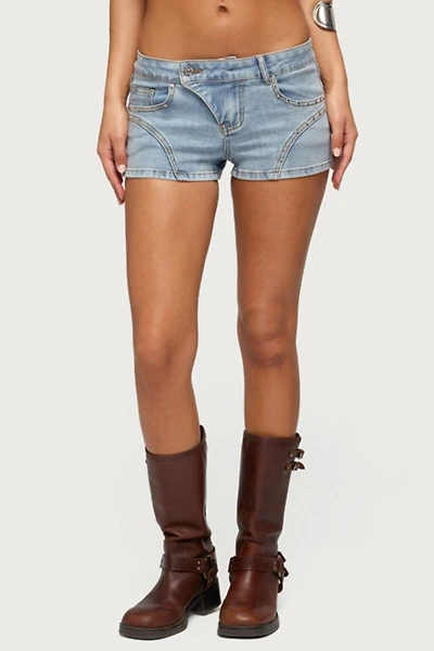 Edikted Western Stitch Studded Denim Micro Shorts
