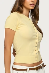 Edikted Wilmer Button Up Short Sleeve Knit Top