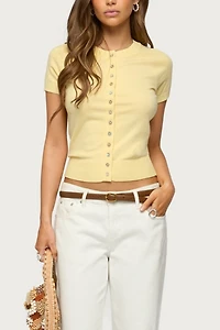 Edikted Wilmer Button Up Short Sleeve Knit Top
