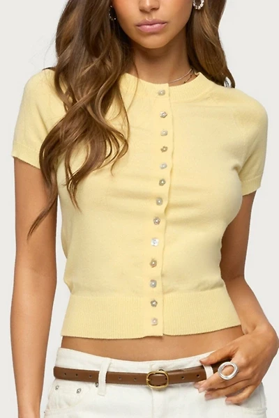 Edikted Wilmer Button Up Short Sleeve Knit Top