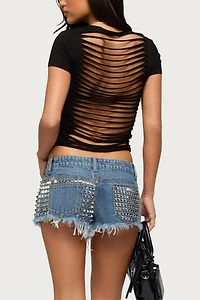 Edikted Izabelle Shredded Back T Shirt