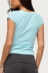 Edikted Penelopy Overlap V Neck T Shirt