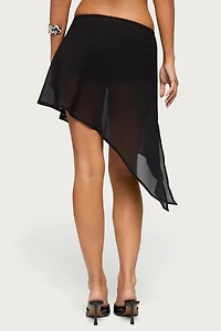 Edikted Irenah Asymmetric Sheer Chiffon Midi Skirt