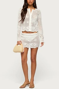 Edikted Rusa Sheer Crochet Mini Skirt