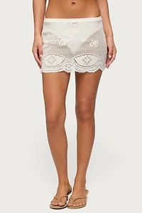 Edikted Rusa Sheer Crochet Mini Skirt