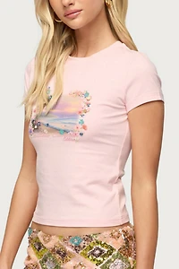 Edikted Beach Babe Sequin T Shirt