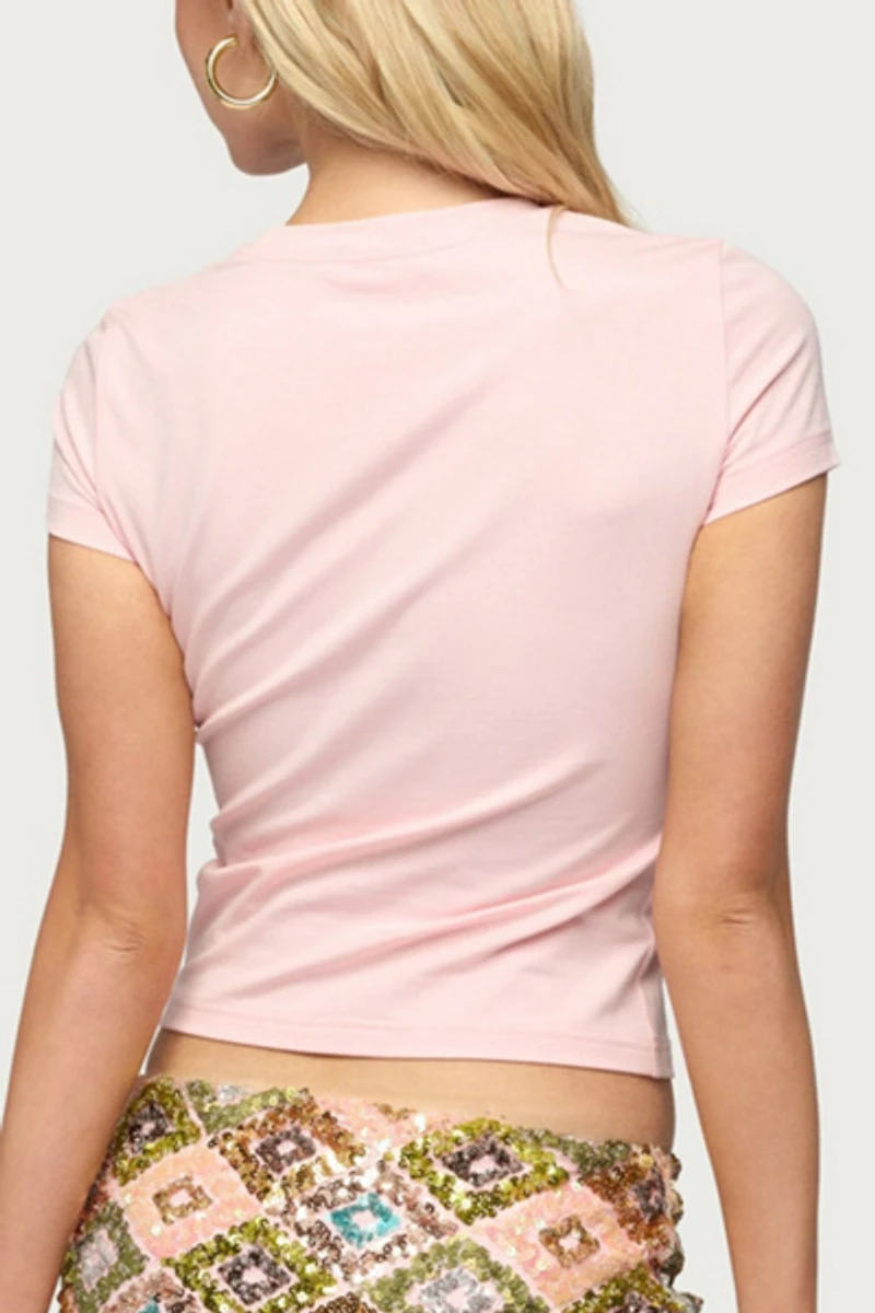 Edikted Beach Babe Sequin T Shirt