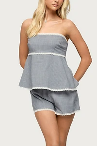 Edikted Ellie Lacey Gingham Shorts