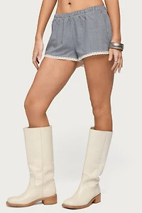 Edikted Ellie Lacey Gingham Shorts