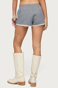 Edikted Ellie Lacey Gingham Shorts