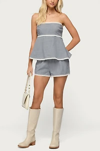 Edikted Ellie Lacey Gingham Shorts