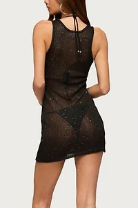 Edikted Xayah Sequin Sheer Knit Mini Dress