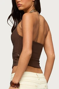 Edikted Vaya Studded Faux Leather Halter Top