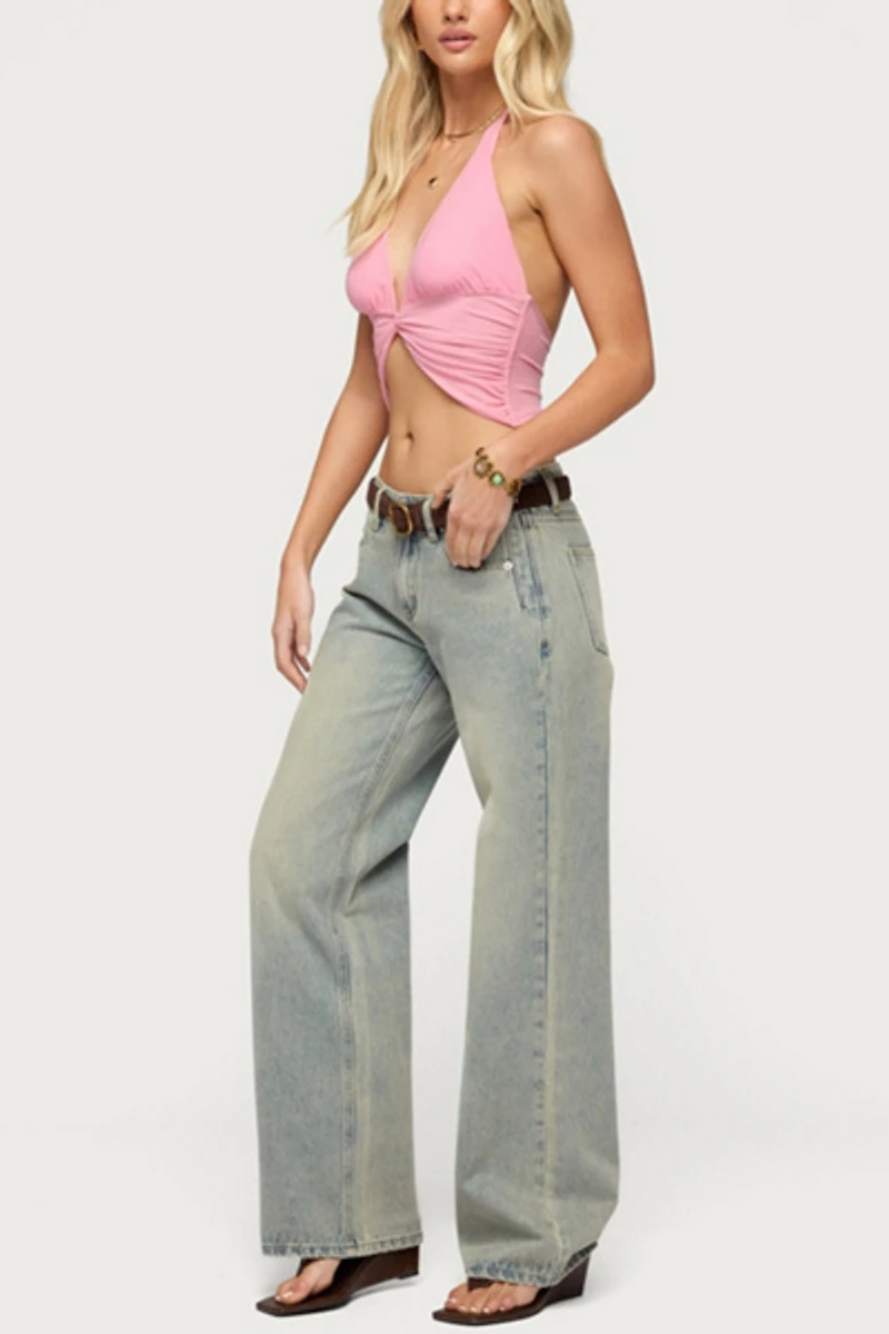 Edikted Alani Twisted Cropped Halter Top