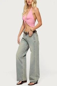 Edikted Alani Twisted Cropped Halter Top