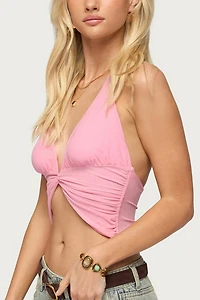 Edikted Alani Twisted Cropped Halter Top