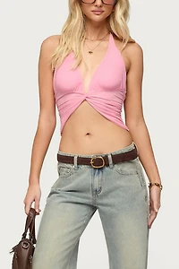 Edikted Alani Twisted Cropped Halter Top