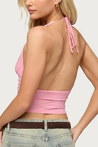 Edikted Alani Twisted Cropped Halter Top