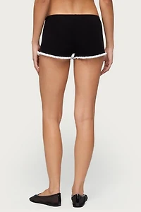Edikted Saffra Contrast Ruffle Knit Shorts