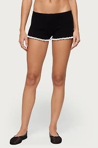Edikted Saffra Contrast Ruffle Knit Shorts