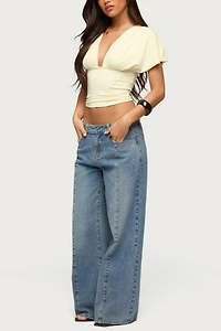 Edikted Flutter Plunging V Neck Top