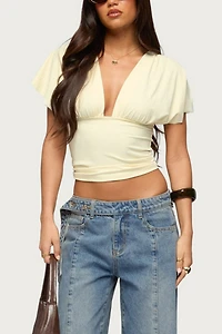 Edikted Flutter Plunging V Neck Top
