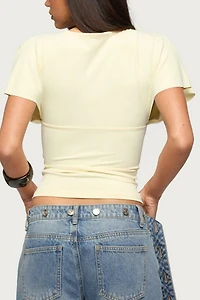Edikted Flutter Plunging V Neck Top