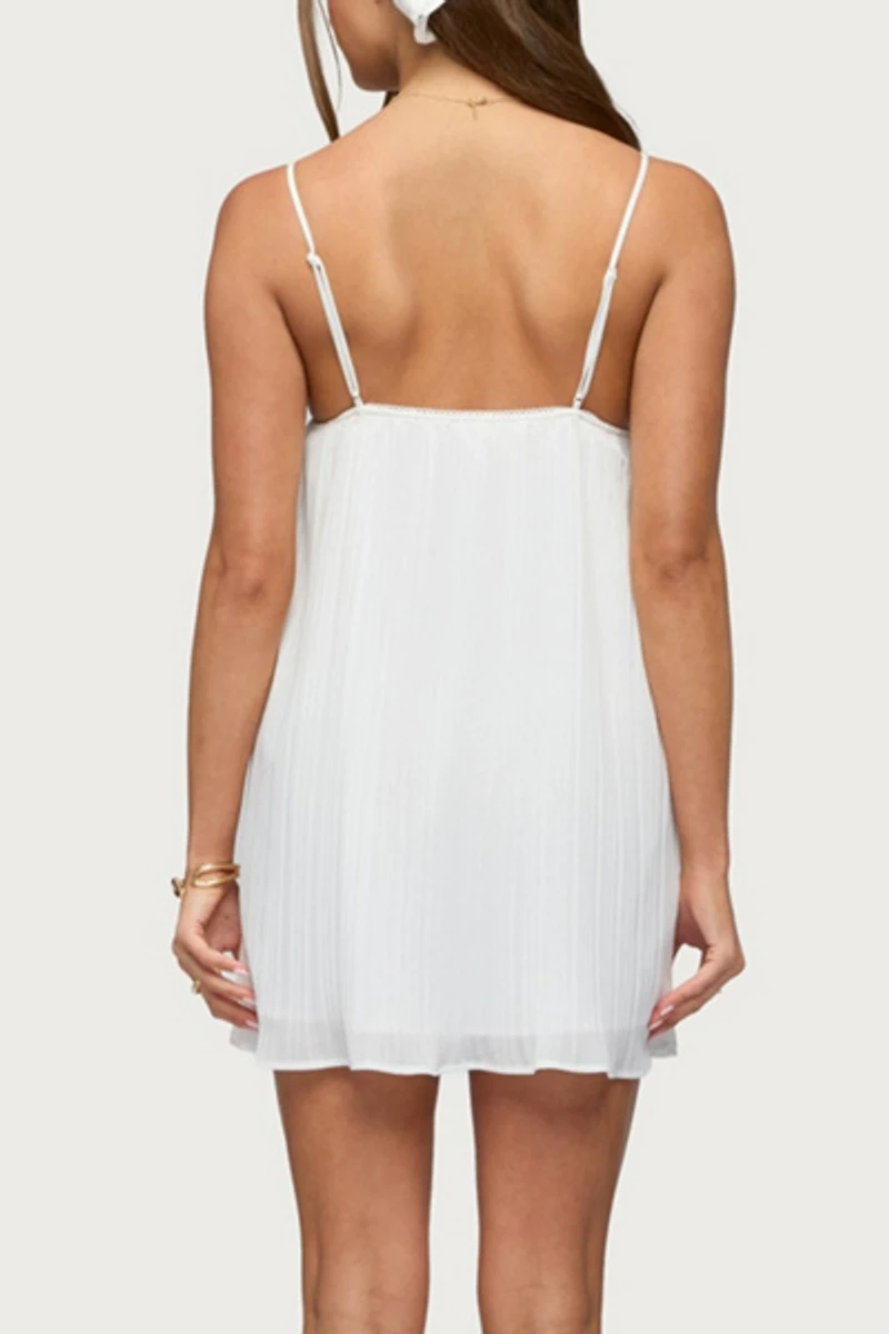 Edikted Lacey Pleated Chiffon Mini Dress