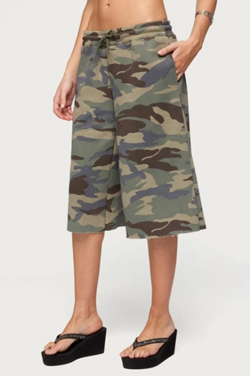 Edikted Camo Rush Oversized Bermuda Shorts