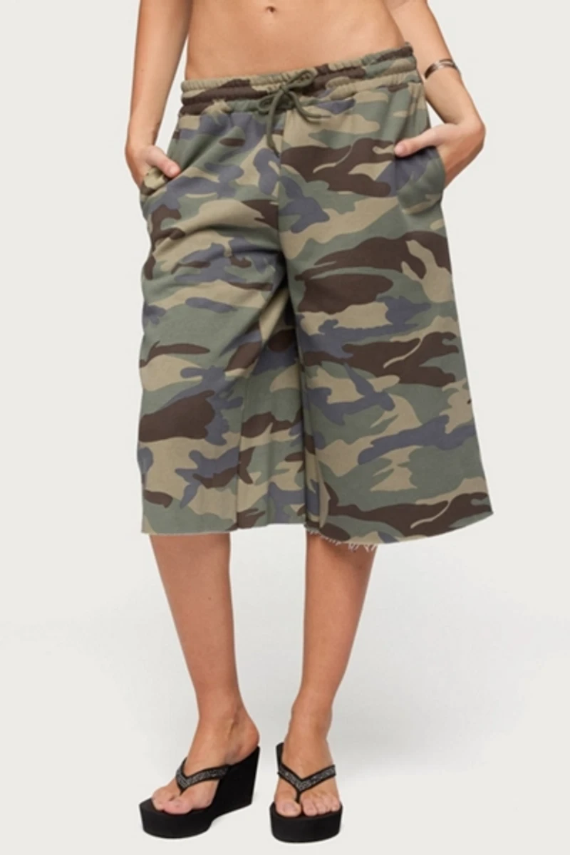 Edikted Camo Rush Oversized Bermuda Shorts