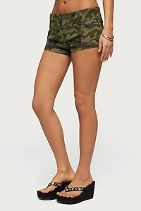 Edikted Camo Craze Stretch Micro Shorts