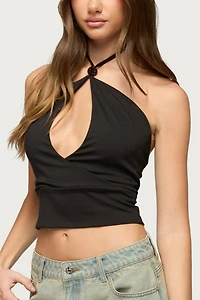 Edikted Rivi Bead Cutout Halter Top