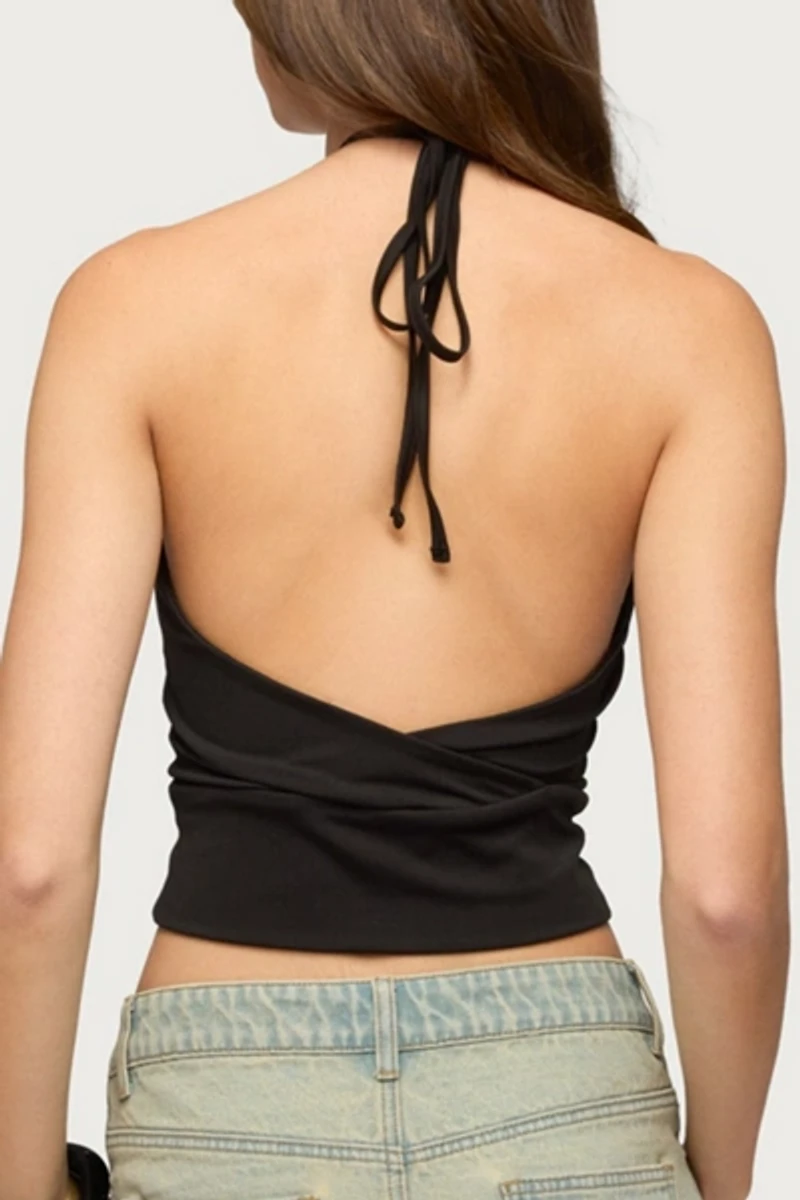 Edikted Rivi Bead Cutout Halter Top