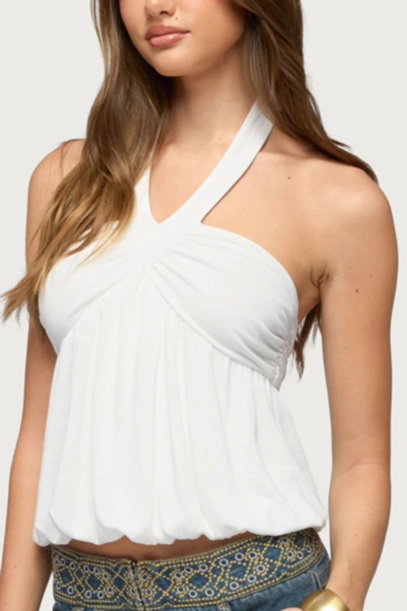 Edikted Kristina Gathered Bubble Halter Top