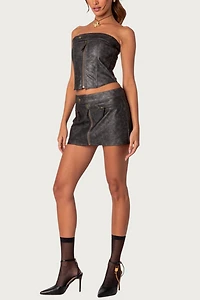 Edikted Ziva Faux Leather Lace Up Corset