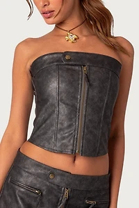 Edikted Ziva Faux Leather Lace Up Corset