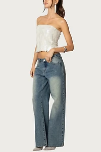 Edikted Samara Sequin Strapless Top