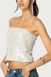 Edikted Samara Sequin Strapless Top
