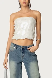Edikted Samara Sequin Strapless Top