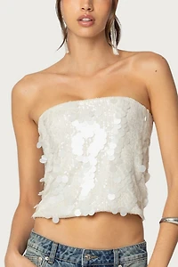 Edikted Samara Sequin Strapless Top