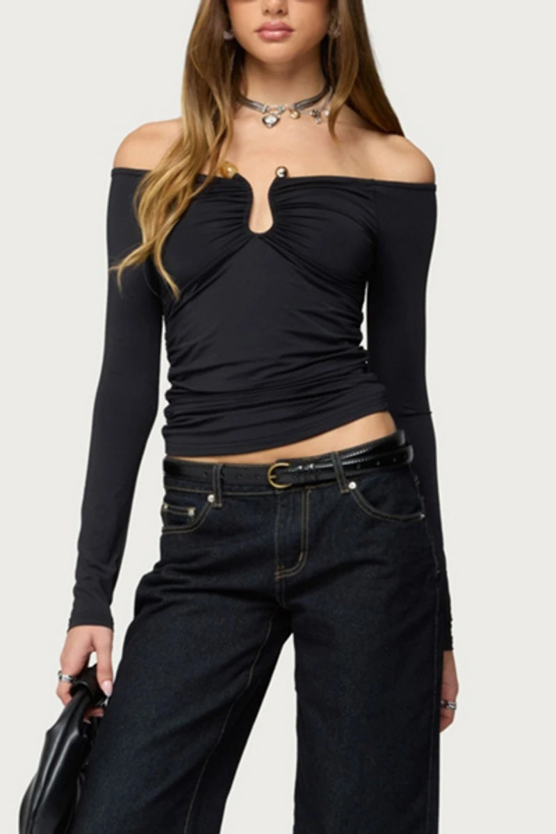 Edikted Halle Curved U Off Shoulder Top