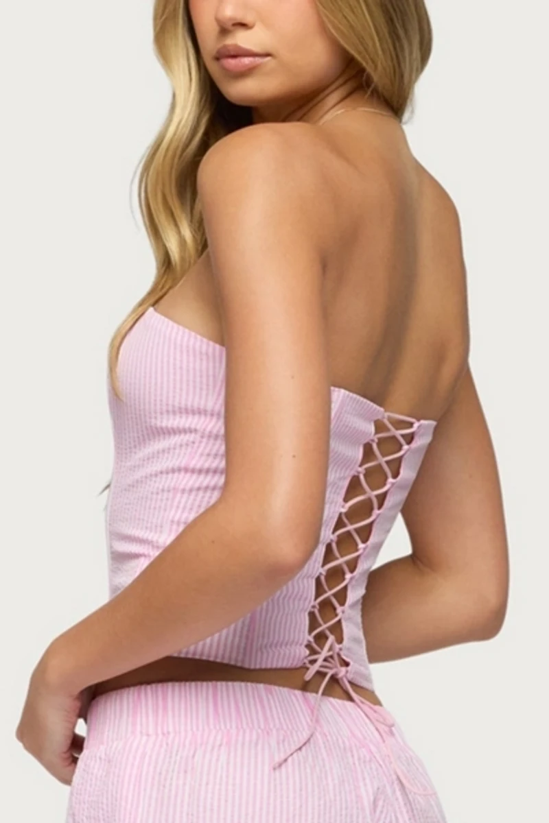 Edikted Amaliah Striped Strapless Corset