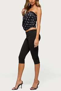 Edikted Jaclyn Polka Dot Mesh Strapless Top