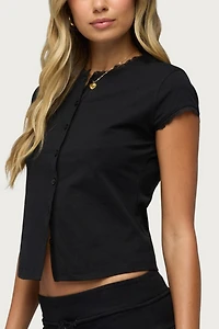 Edikted Yelena Lacey Button Up Top