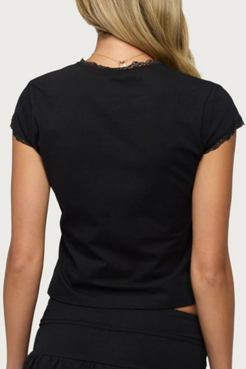 Edikted Yelena Lacey Button Up Top