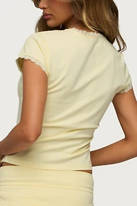 Edikted Yelena Lacey Button Up Top