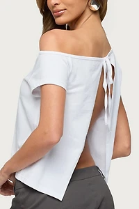 Edikted Off Shoulder Split Open Back Top