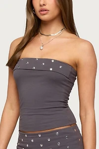 Edikted Breanna Studded Foldover Tube Top