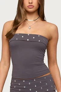 Edikted Breanna Studded Foldover Tube Top