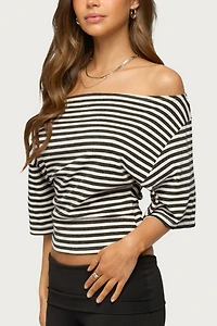 Edikted Jadan Striped Off Shoulder Top